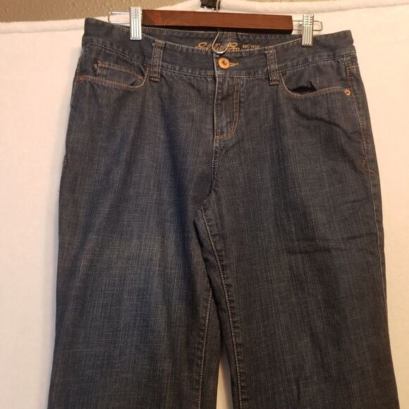 Eddie Bauer 6 Jeans Flannel Lined Straight Leg Dark Wash Workwear Outdoors Chore - Picture 3 of 10